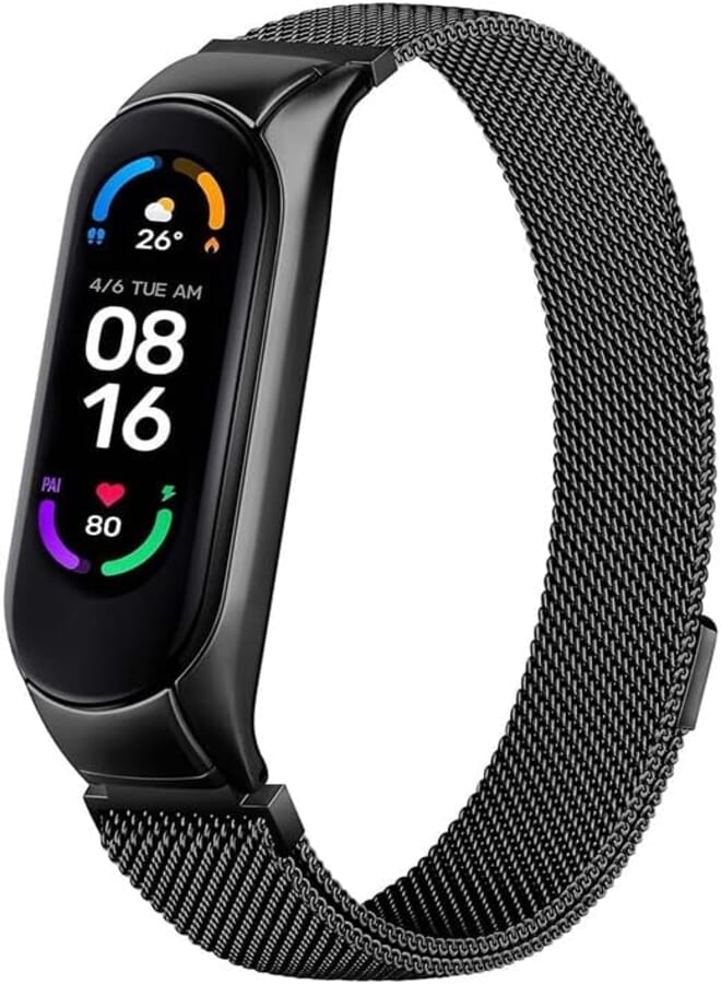 O Ozone Milanese Strap for Xiaomi Mi Band 6/ Mi Band 5, Breathable Replacement Straps Smart Band Watch Wristband Bracelet for Women Men, Stainless Steel